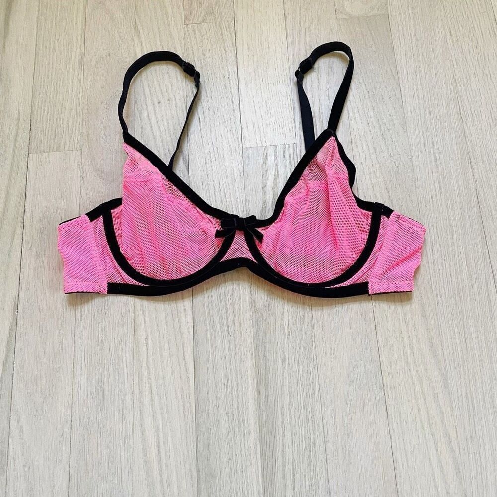 BUY 1 GET 1 FREE Polyamide Charlotte 36B mesh hot pink bra lingerie unlined with